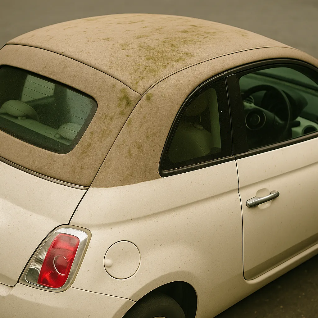 Cabrio mit geschlossenem Stoff- oder Vinylverdeck nach professioneller Verdeckreinigung und Imprägnierung