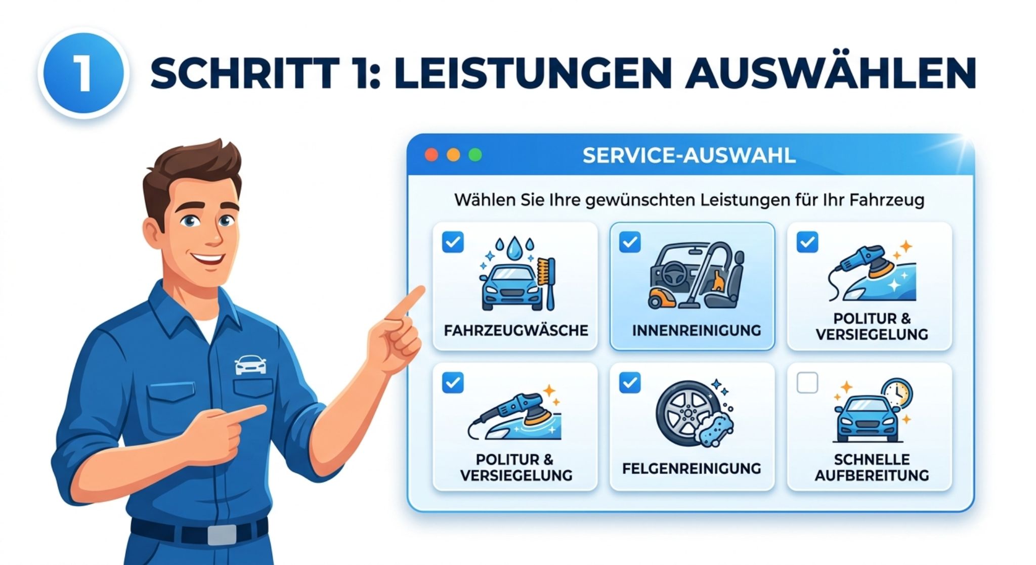 Schritt 1 – Leistungen auswählen